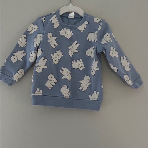 H&M Light Blue Polar Bear Sweatshirt and Pants Set 18M - Picture 2 of 7